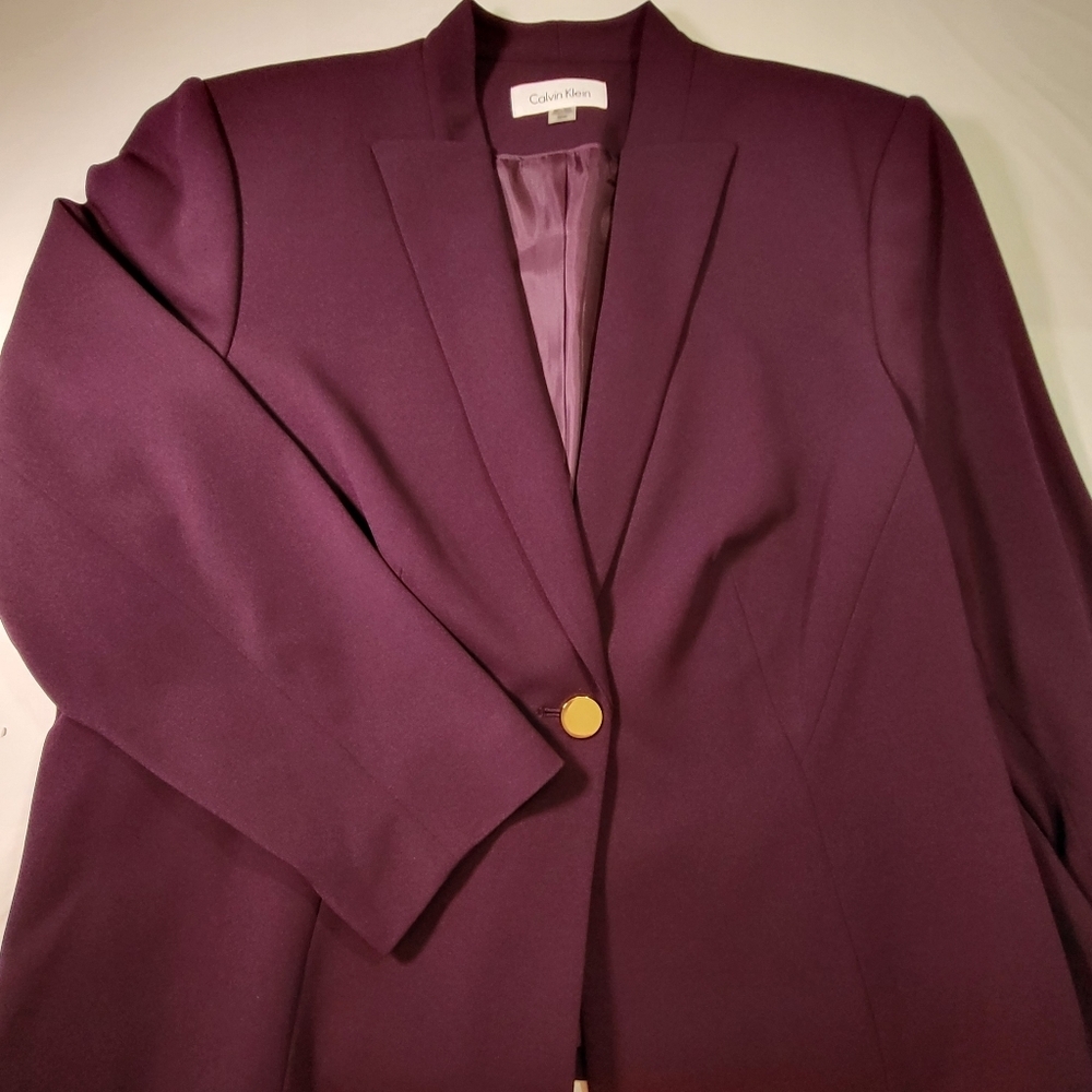 CALVIN KLEIN Collection Purple One Button Scuba Jacket - Plus Size 20W - Picture 5 of 7